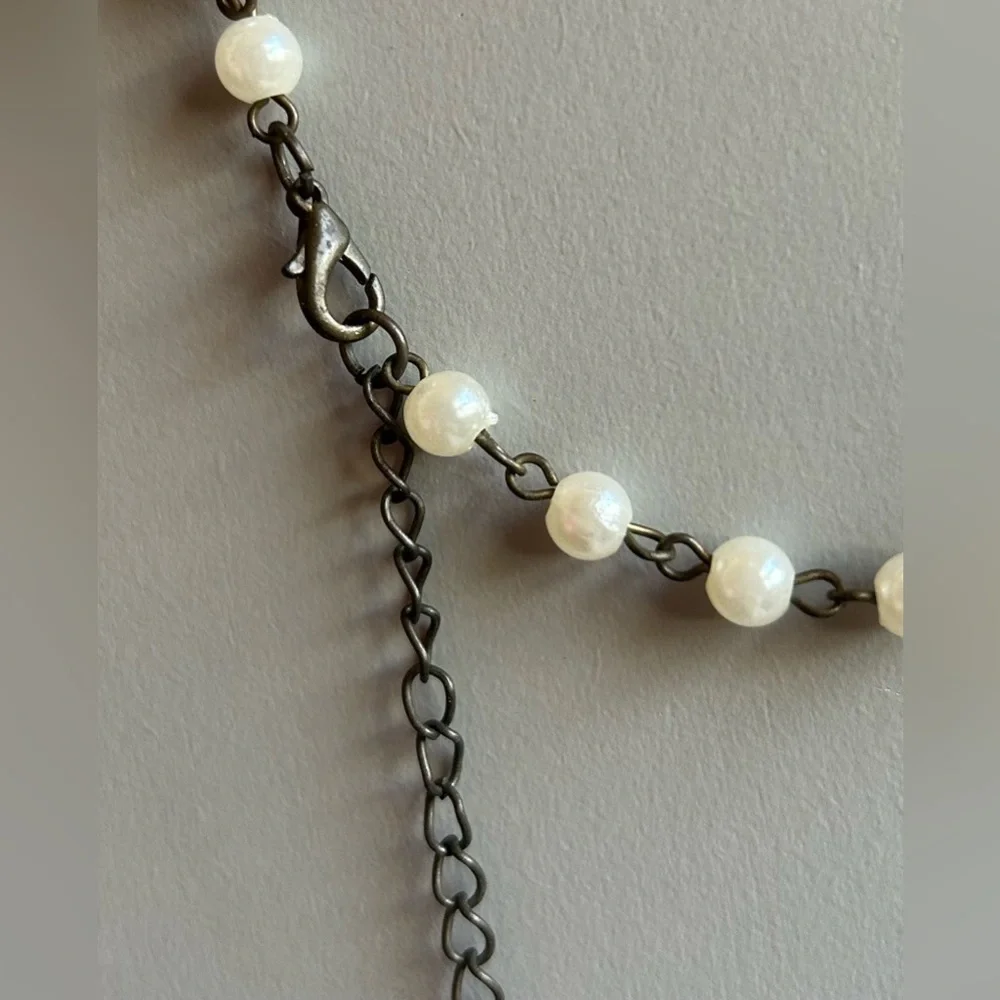 Vintage Pearl Lariat Style Necklace Boho